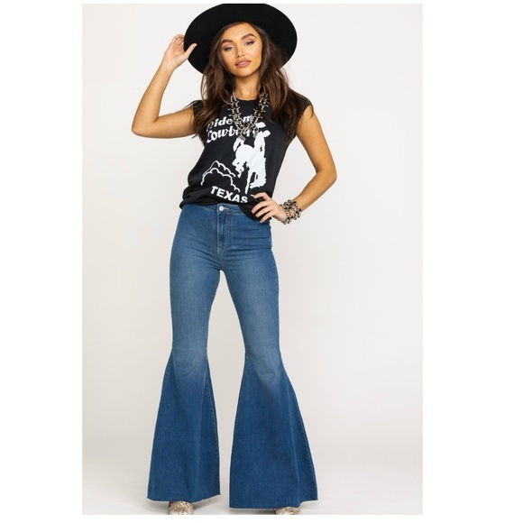 Free people we the free blue midnight Women's Blue Flared Jeans size 29 nwt - Picture 1 of 10